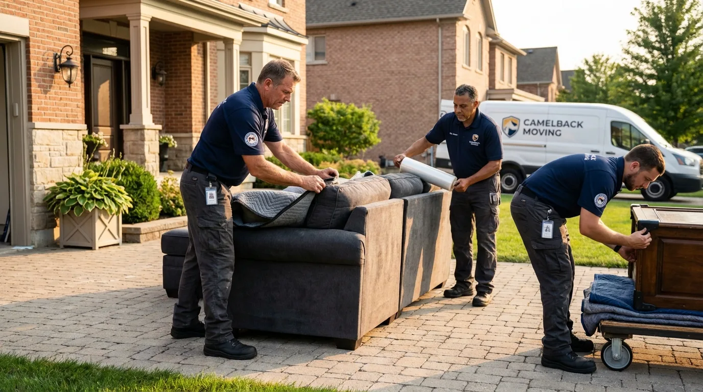 Large estate moving crew wrapping furniture in Oakley, CA
